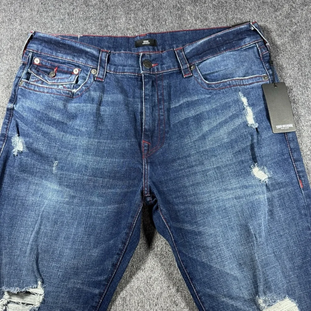 New‎ NWT True Religion Jeans Red Stitch 40x34 Geno Mens Flap Relaxed Slim Fit
